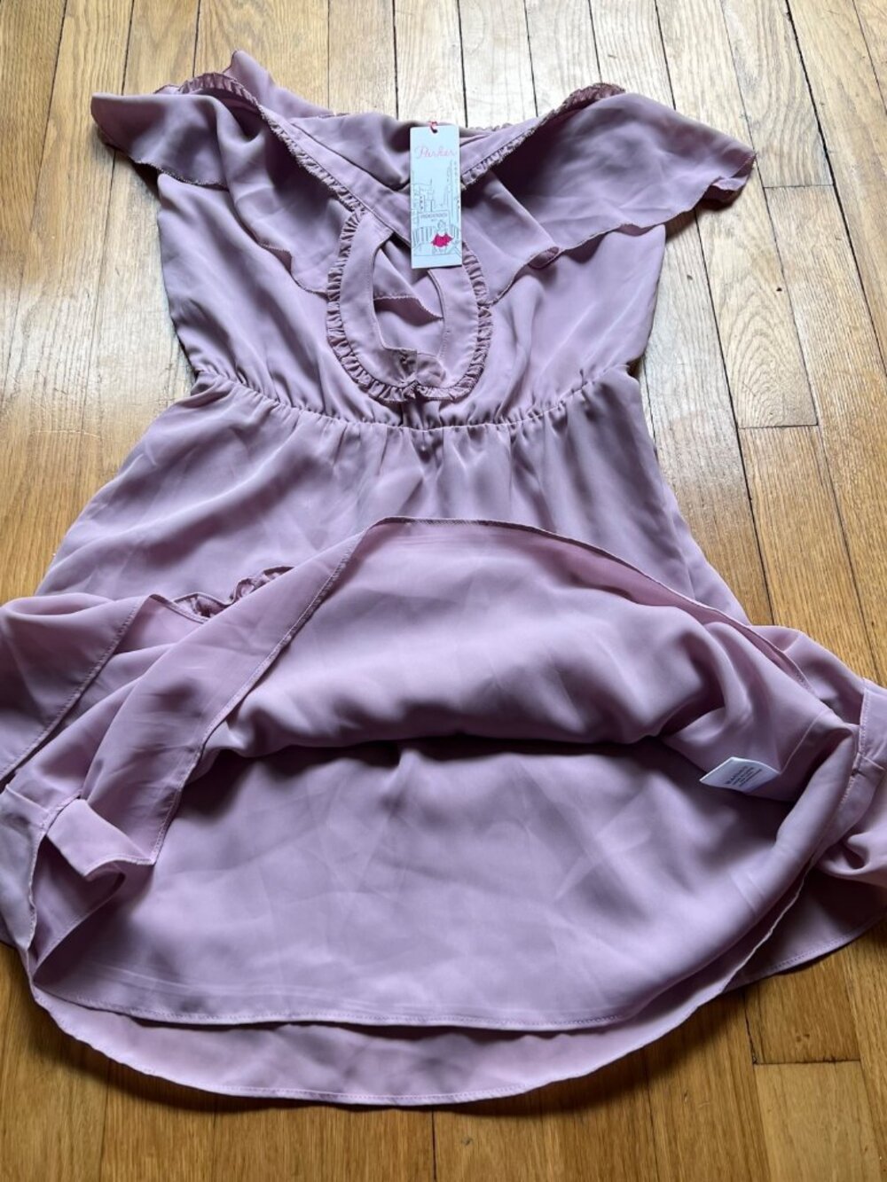 Parker Size S NWT Dusty Blush Pink Sleeveless Ruffle Tiered Halter Mini Dress - Picture 7 of 16